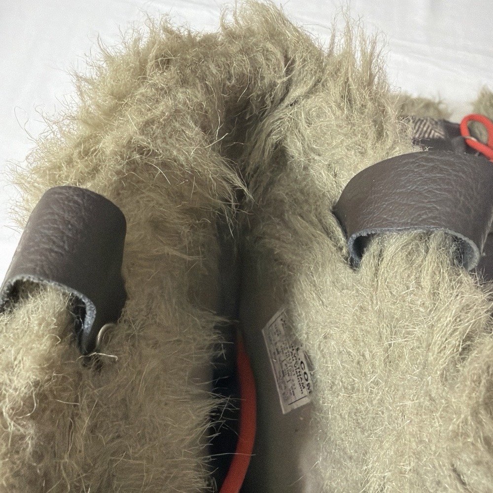 Sorel Tofino Brown Orange Fur Lined Snow Boots size 9 Cute Barely Worn Shoes - Picture 15 of 16